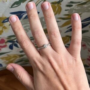 Moissanite diamond ring .3CT sterling silver 925 textured band adjustable size